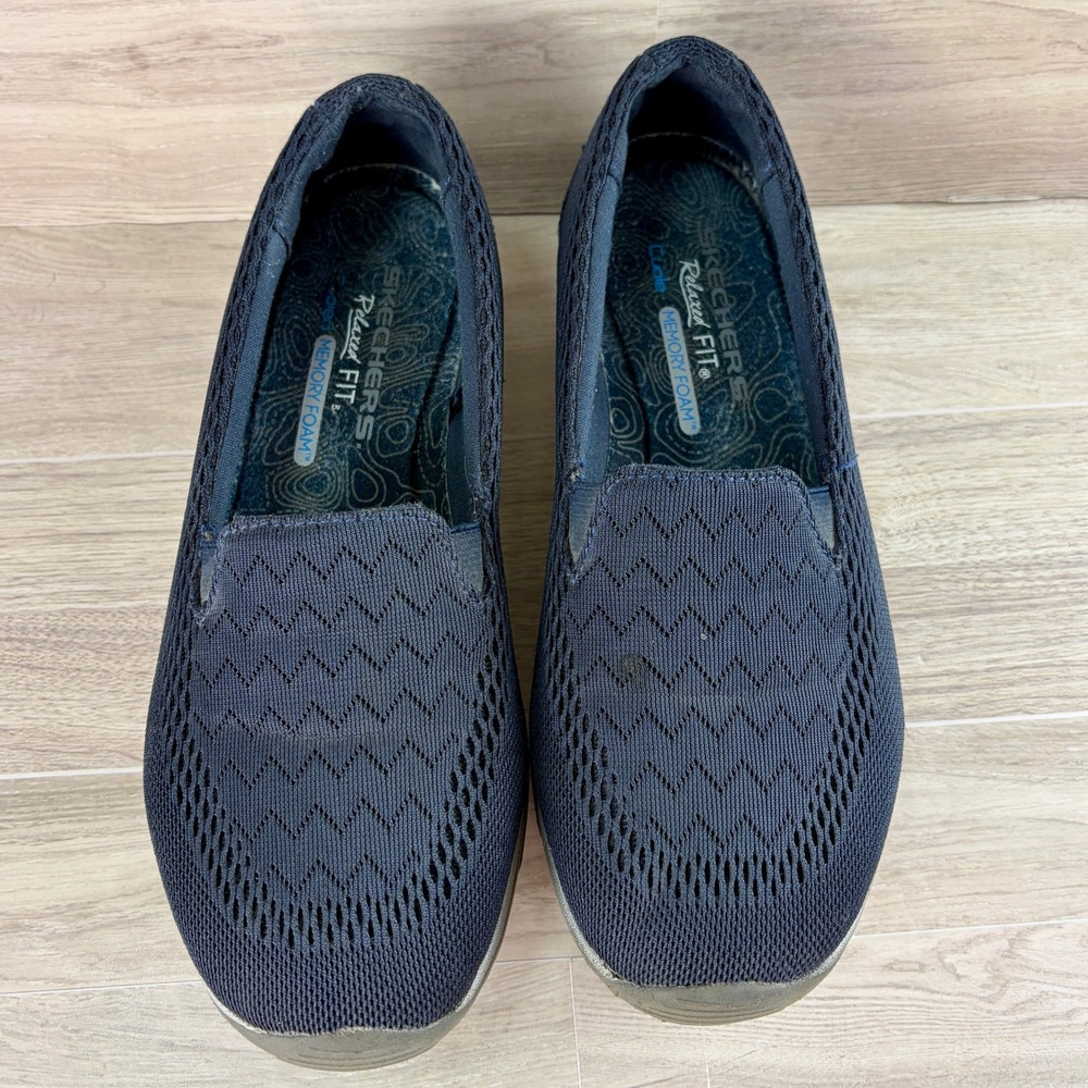 Skechers Reggae Fest Willow Navy Blue Mesh Slip On Relaxed Fit Shoes Womens 6.5 - Picture 2 of 10